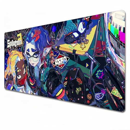 YASTOOLS Splatoon 3 Mauspad, XXL-RGB-Gaming-Mauspad, 900 x 400 cm, geeignet für Tastatur-Pads und Schreibtischunterlagen für Heimbüro. (XXL) von YASTOOLS
