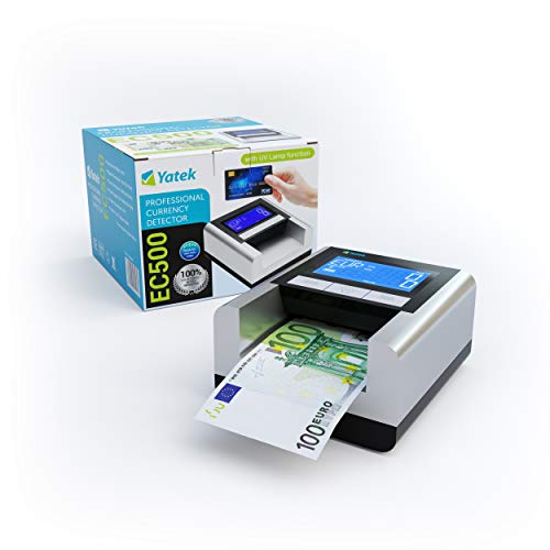 YATEK EC500 Falschgelddetektor mit Akku und UV-Lampe zur Erkennung von Schecken und Kreditkarten, vorbereitet für alle neuen Euro Banknoten von YATEK