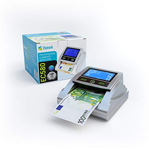 YATEK EC580 Falschgelddetektor mit 6 Erkennungsmethoden, inklusive Batterie und bereit für 100 und 200 € Banknoten von YATEK