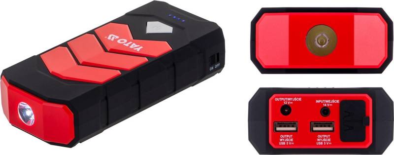 Auto-Starthilfe YATO YT-83081 Auto-Powerbank 9000 mAh Schwarz, Orange (YT-83081) von YATO