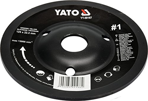 YATO Profi Raspelscheibe für Winkelschleifer Auswahl 115 mm 125 mm Schleifscheibe Holzscheibe Holz Holzkunst (125 mm Nr 1 gerade, gekröpft, vollflächig) von YATO