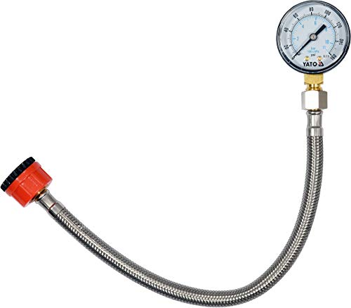 YATO Profi Wasserdruckmesser mit Manometer und Edelstahlschlauch, 3/4 und 1/2 Zoll Außengewinde, 30 cm geflochtener Edelstahl-Schlauch, max. 11 bar, Wasser Druck Prüfer Manometer Druckprüfung YATO Profi Wasserdruckmesser mit Manometer und Edelstahlschlauch, 3/4 und 1/2 Zoll Außengewinde, 30 cm geflochtener Edelstahl-Schlauch, max. 11 bar, Wasser Druck Prüfer Manometer Druckprüfung von YATO