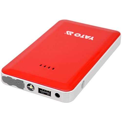 Yato Profi Powerbank mit Jumpstarter 200A/400A/7500 mAh | 5V/2A USB | Notlicht | Tragbare Auto Starthilfe Autobatterie Anlasser Taschenlampe Powerstation Ladegerät Überbrückungskabel, yt-83080 von YATO