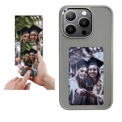 Schutzhülle für Smart-Foto-Rückprojektion, anpassbare E-Ink-Telefonhülle, zeigt Fotos sofort auf dem Tintenbildschirm, personalisieren Sie Ihr Telefon jederzeit und überall (Grau, für iPhone 14/13) von YATUO