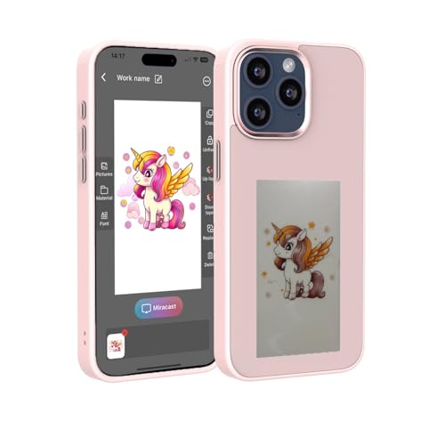 YATUO DIY Bild für iPhone Hülle, Smart E Ink Digital Foto Handyhülle Benutzerdefinierte Hochformat Handyhülle App Intelligenter Bildschirm Casting Ink Display (Rosa, für iPhone 16) von YATUO