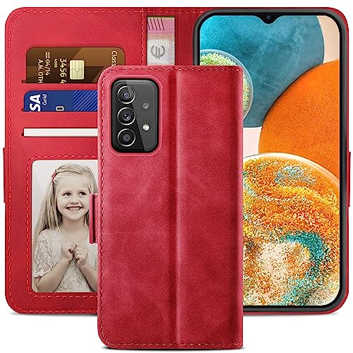 YATWIN Handyhülle Kompatibel mit Samsung Galaxy A23 5G Hülle, Klapphülle Samsung A23/M23 Premium Leder Brieftasche Schutzhülle [Kartenfach] [Magnet] [Stand] Handytasche Case für Samsung A23, rot von YATWIN