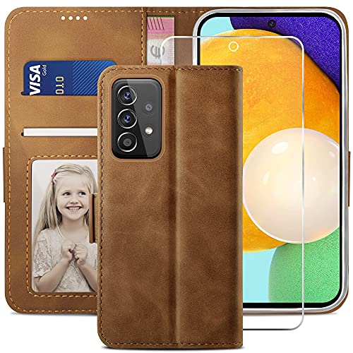 YATWIN Handyhülle Kompatibel mit Samsung Galaxy A52 4G/5G Hülle, Klapphülle Samsung A52S Premium Leder Brieftasche Schutzhülle [Kartenfach] [Magnet] [Stand] Handytasche Case, Dunkelbraun von YATWIN