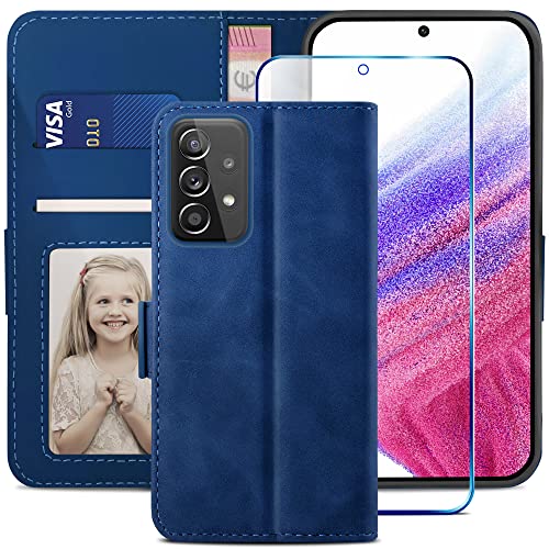 YATWIN Handyhülle Kompatibel mit Samsung Galaxy A53 5G Hülle, Klapphülle Samsung A53 5G Premium Leder Brieftasche Schutzhülle [Kartenfach] [Magnet] [Stand] Handytasche Case , Blau von YATWIN