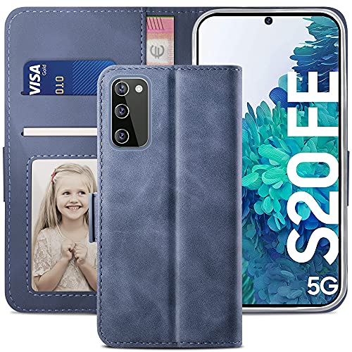 YATWIN Handyhülle Kompatibel mit Samsung Galaxy S20 FE Hülle, Klapphülle Samsung S20 FE Premium Leder Brieftasche Schutzhülle [Kartenfach] [Magnet] [Stand] Handytasche Case, Hellblau von YATWIN