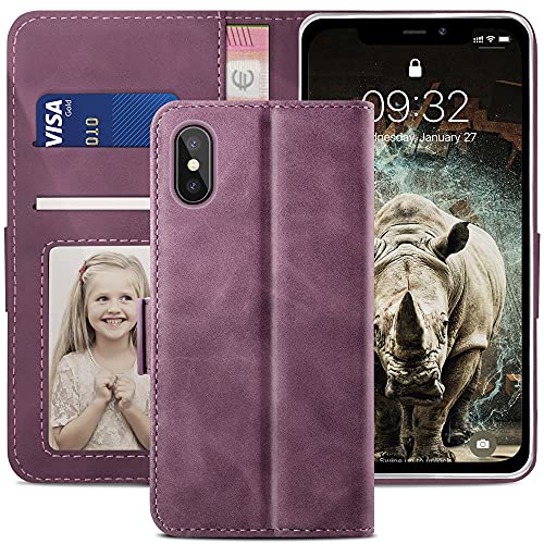 YATWIN Handyhülle Kompatibel mit iPhone XS Max Hülle, Klapphülle iPhone XS Max Premium Leder Brieftasche Schutzhülle [Kartenfach] [Magnet] [Stand] Handytasche Case für iPhone XS Max Case, Weinrot von YATWIN