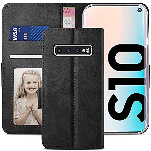 YATWIN Handyhülle Samsung Galaxy S10 Hülle, Klapphülle Samsung Galaxy S10 Premium Leder Brieftasche Schutzhülle [Kartenfach] [Magnet] [Stand] Handytasche Case für Samsung Galaxy S10, Schwarz von YATWIN