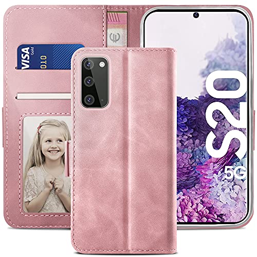 YATWIN Handyhülle Samsung Galaxy S20 Hülle, Klapphülle Samsung Galaxy S20 Premium Leder Brieftasche Schutzhülle [Kartenfach] [Magnet] [Stand] Handytasche Case für Samsung Galaxy S20, Rosa von YATWIN