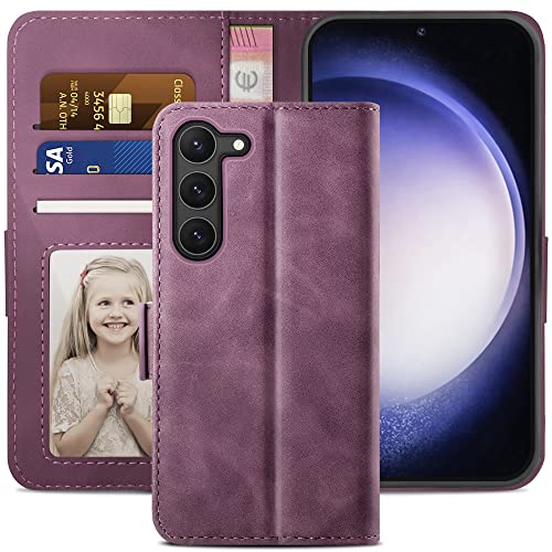 YATWIN Handyhülle Samsung Galaxy S23 Plus Hülle, Klapphülle Samsung S23 Plus Premium Leder Brieftasche Schutzhülle [Kartenfach] [Magnet] [Stand] Handytasche Case für Samsung Galaxy S23 Plus, Weinrot von YATWIN