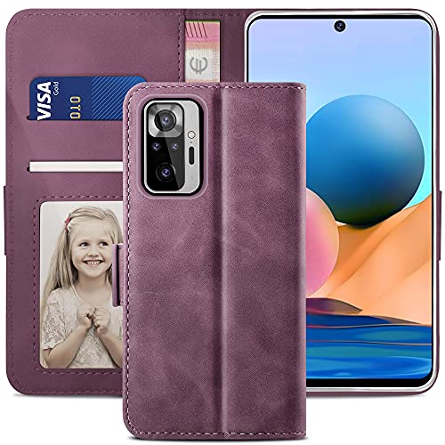 YATWIN Handyhülle Xiaomi Redmi Note 10 Pro Hülle, KlapphülleXiaomi Redmi Note 10 Pro Premium Leder Brieftasche Schutzhülle [Kartenfach] [Magnet] [Stand] Handytasche Case, Weinrot von YATWIN