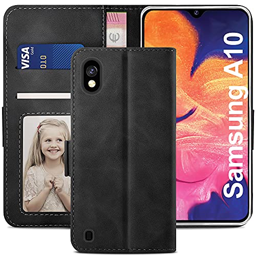 YATWIN Handyhülle für Samsung Galaxy A10 Hülle, Klapphülle Samsung Galaxy A10 Premium Leder Brieftasche Schutzhülle [Kartenfach][Magnet][Stand] Handytasche für Samsung Galaxy A10 Case, Schwarz von YATWIN