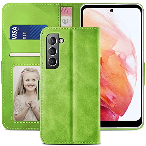 YATWIN Handyhülle für Samsung Galaxy S22 5G Hülle, Klapphülle Samsung Galaxy S22 Premium Leder Brieftasche Schutzhülle [Kartenfach][Magnet][Stand] Handytasche für Samsung Galaxy S22 Case, Grün von YATWIN