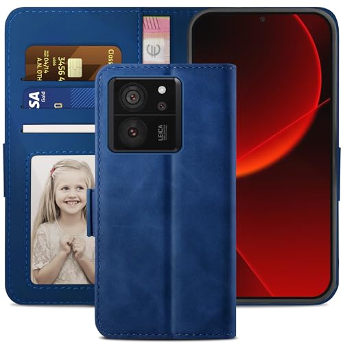 YATWIN Handyhülle für Xiaomi Mi 13T 5G Hülle, Klapphülle Xiaomi Mi 13T Pro 5G Premium Leder Brieftasche Schutzhülle [Kartenfach] [Magnet] [Stand] Handytasche Case für Xiaomi 13T/13T Pro, Blau von YATWIN