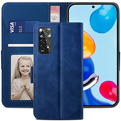 YATWIN Handyhülle für Xiaomi Redmi Note 11/Note 11S Hülle, Klapphülle Redmi Note 11 Premium Leder Brieftasche Schutzhülle [Kartenfach] [Magnet] [Stand] Handytasche Case für Redmi Note 11/11S, Blau von YATWIN