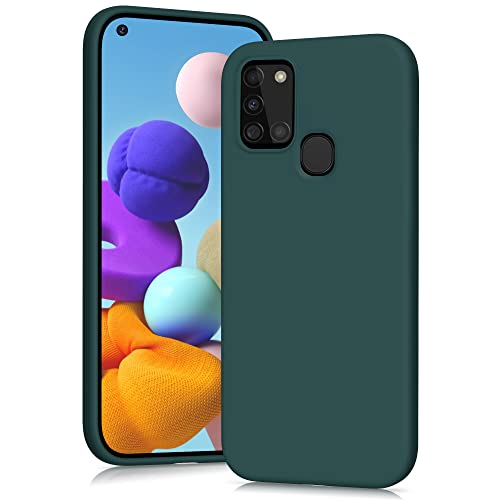 YATWIN Silikon Hülle kompatibel mit Samsung Galaxy A21s, Handyhülle für Samsung Galaxy A21s, Soft-Touch, Stoßfest, Staubdicht, Kratzfeste Ganzkörper Schutzhülle, Dunkelgrün von YATWIN