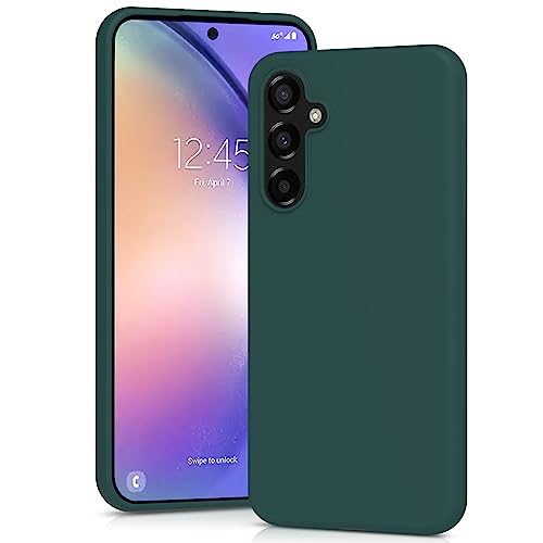 YATWIN Silikon Hülle kompatibel mit Samsung Galaxy A54 5G, Handyhülle für Samsung Galaxy A54 5G, Soft-Touch, Stoßfest, Staubdicht, Kratzfeste Ganzkörper Schutzhülle, Dunkelgrün von YATWIN