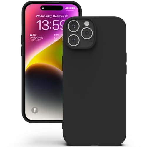 YATWIN für iPhone 14 Pro Hülle, Premium Silikon Handyhülle mit Kameraschutz, Seidig-Weicher Berühren Ultra Dünne Stoßfeste Kratzfeste Schutzhülle, Schwarz von YATWIN