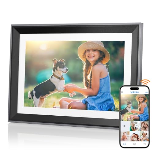 YAXTIFIU Digitaler Bilderrahmen WLAN 10.1 Zoll, Elektronischer Bilderrahmen 1280x800 HD IPS LCD-Touchscreen, Automatische Rotation, Eilen von Fotos oder Videos über Vphoto APP Muttertagsgeschenk von YAXTIFIU