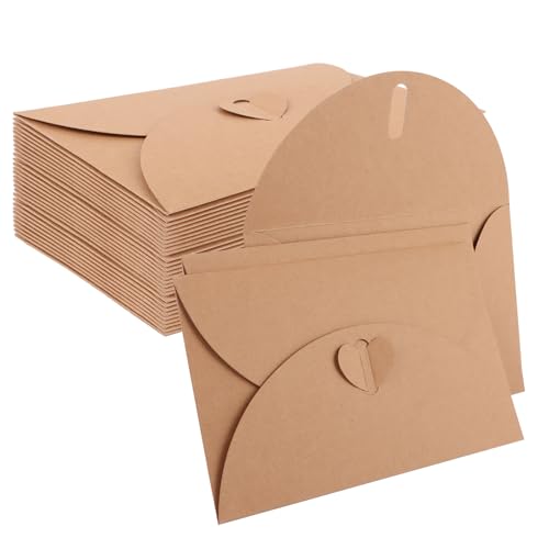 YAYODS 100 Stück Briefumschläge Kraftpapier c6 - Briefumschläge Ohne Fenster Klein - Vintage Umschläge Kraftpapier mit Herz Verschluss für Hochzeit Grußkarten, Weihnachten, Valentinstag YAYODS 100 Stück Briefumschläge Kraftpapier c6 - Briefumschläge Ohne Fenster Klein - Vintage Umschläge Kraftpapier mit Herz Verschluss für Hochzeit Grußkarten, Weihnachten, Valentinstag von YAYODS