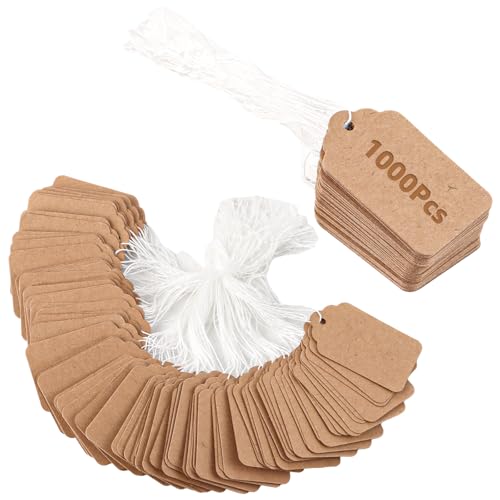 YAYODS 1000 Stück Preisschilder Flohmarkt - 28x45mm Preisschilder Etiketten - Price Tag mit Faden - Geschenkanhänger zum Beschriften - Kleine Preisetiketten Hängeetiketten YAYODS 1000 Stück Preisschilder Flohmarkt - 28x45mm Preisschilder Etiketten - Price Tag mit Faden - Geschenkanhänger zum Beschriften - Kleine Preisetiketten Hängeetiketten von YAYODS
