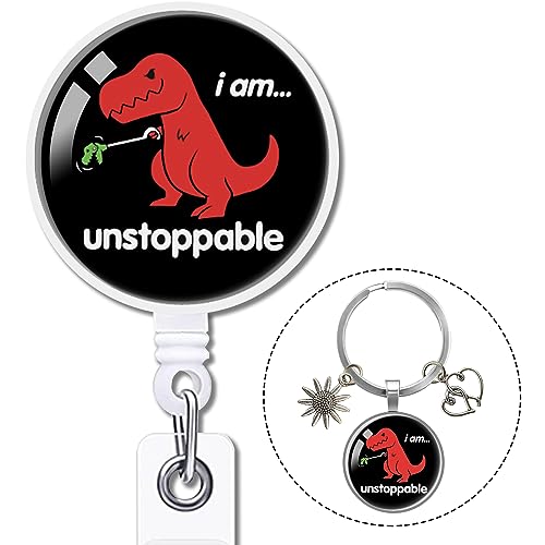 YAZMEEN Funny T-Rex Retractable Badge Reel and Keychain Set I'm Unstoppable ID Badge Holder with Alligator Clip Funny Occupational Therapy Appreciation Gifts for Office Worker Nurse Doctor Teacher YAZMEEN Funny T-Rex Retractable Badge Reel and Keychain Set I'm Unstoppable ID Badge Holder with Alligator Clip Funny Occupational Therapy Appreciation Gifts for Office Worker Nurse Doctor Teacher von YAZMEEN
