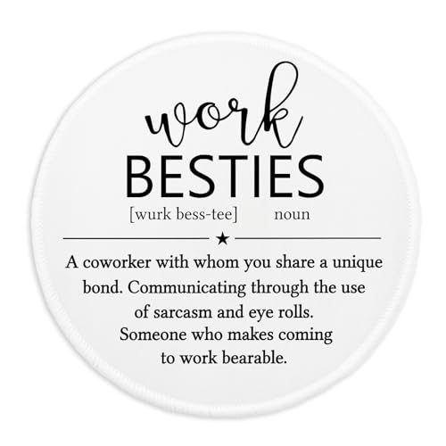 YAZMEEN Work Besties Definition-Mauspad, Büro-Geschenke, Heimbüro, Schreibtischzubehör, inspirierendes, rundes Mauspad für Laptop, Gaming-Zubehör, genähter Rand, Mauspad mit rutschfester YAZMEEN Work Besties Definition-Mauspad, Büro-Geschenke, Heimbüro, Schreibtischzubehör, inspirierendes, rundes Mauspad für Laptop, Gaming-Zubehör, genähter Rand, Mauspad mit rutschfester von YAZMEEN