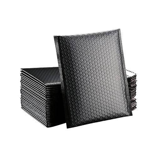Luftpolster-Versandtaschen, 10 Stück 50 Stück schwarze Verpackungsumschläge Poly-Mailer selbstklebend gepolstert verwendbar 13 x 18 cm Versandbeutel Versiegelungspaketbeutel(50PCS-Black,11 * 15cm) von YBAAKZIIR