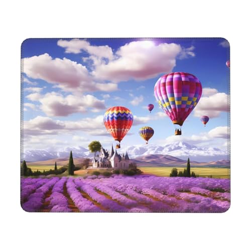 (Lavendel-Heißluftballon) Gaming-Mauspad, wasserdicht, rutschfest, Schreibtischunterlage, Tastatur-Pad, Mauspad, Heimbüro, Schreibtischzubehör und Dekoration für Damen und Herren, 20,1 x 24,1 cm von YBAOFU