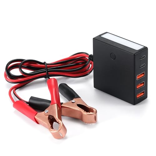 YBBOTT Auto Power Converter Power Converter DC 12V-24V auf USB 5V Ladeadapter 5USB 2.4A mit Batterieclip von YBBOTT