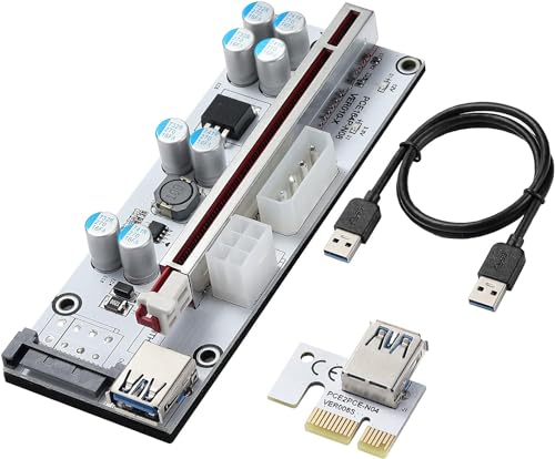 YBBOTT PCI-E auf PCI Express16x Riser-Karte (6-pin/SATA/4-pin) Stromschnittstelle mit SATA-Kabel für Kryptowährungsextraktionsgeräte von YBBOTT