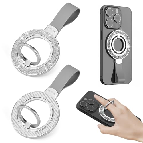 YBCCBY 2 Stück Handy Ring Halterung Magnetisch Handyringhalterung Finger 360°Drehbarer Fingerhalter Handyring Handyhalter Magnet Handyknopf Handygriff Magnetring für alle Smartphone Zubehör von YBCCBY