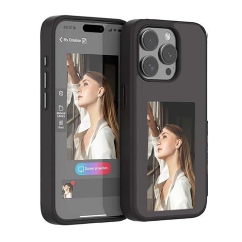 Smart Ink Phone Case, 2024 New Smart NFC E-Ink Phone Case Classic Color,Snap Frame E Ink Phone Case, Smart Ink Screen Phone Case, for iPhone13/14/15/Pro/Pro Max (for 15pro,Black) von YBJUTT