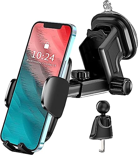 Handyhalterung Auto für iPhone 14 15 Pro Max/13 12 Serie SE 2022,Samsung S24 S23 S22 S21 Plus Ultra FE 5G A23 A14 A33 A34,Handy KFZ HandyHalter auf Armaturenbrett/Windschutzscheibe/Lüftung & Saugnapf von YBPowerCable