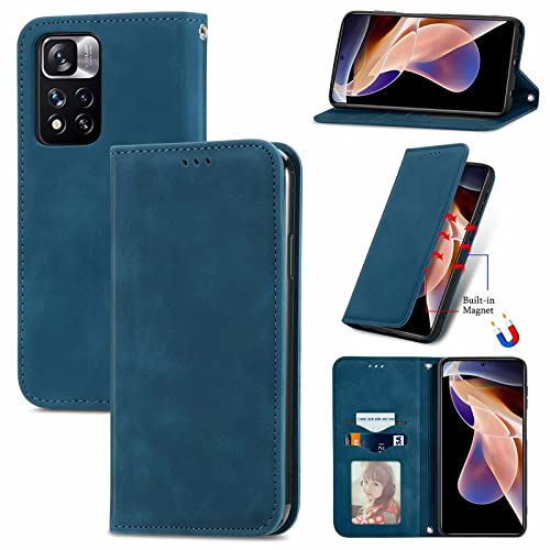 YBROY Handyhülle für Motorola Moto G54 Hülle, Mit Kartenfach und Standfunktion, Premium Leder Flip Cover Brieftasche Case, Schutzhülle für Motorola Moto G54.(Blau) von YBROY