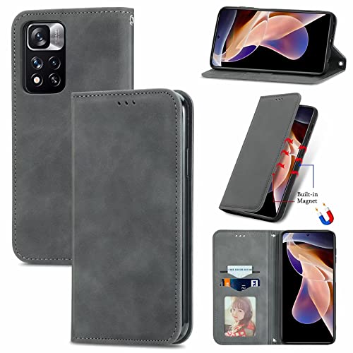 YBROY Handyhülle für Samsung Galaxy A25 4G Hülle, Mit Kartenfach und Standfunktion, Premium Leder Flip Cover Brieftasche Case, Schutzhülle für Samsung Galaxy A25 4G.(Grau) von YBROY