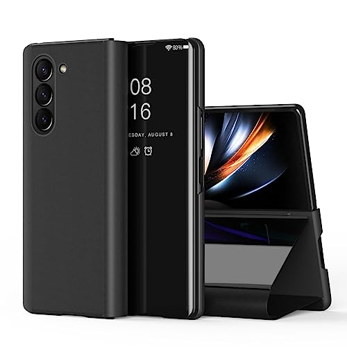 YBROY Handyhülle für Samsung Galaxy Z Fold 5 Hülle, Standfunktion, Mit Sleep/Wake Up Funktion, Flip Smart Spiegel Schutzhülle Case für Samsung Galaxy Z Fold 5.(Schwarz) von YBROY