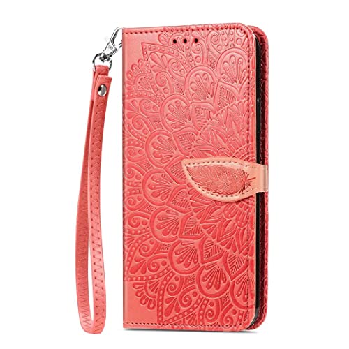 YBROY Handyhülle für Tecno Spark Go 2023 Hülle, Mit Kartenfach und Standfunktion, Premium Leder Flip Cover Brieftasche Case, Schutzhülle für Tecno Spark Go 2023.(Rot) von YBROY