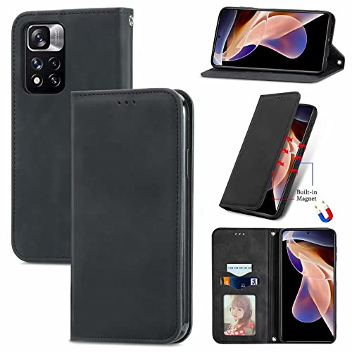 YBROY Handyhülle für Xiaomi 14 Hülle, Mit Kartenfach und Standfunktion, Premium Leder Flip Cover Brieftasche Case, Schutzhülle für Xiaomi 14.(Schwarz) von YBROY