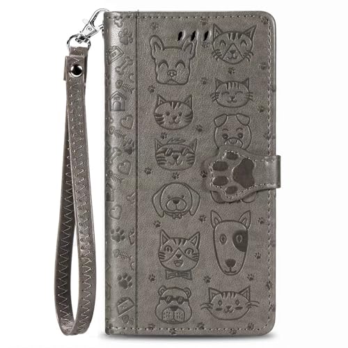 YBROY Handyhülle für vivo V40 SE Hülle, Mit Kartenfach und Standfunktion, Premium Leder Flip Cover Brieftasche Case, Schutzhülle für vivo V40 SE.(Grau) von YBROY