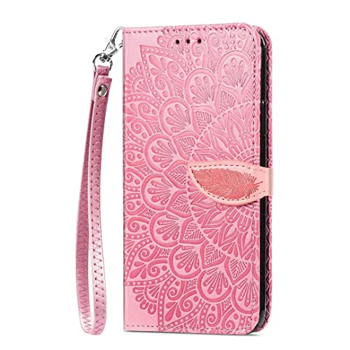 YBROY Handyhülle für vivo X80 Lite Hülle, Mit Kartenfach und Standfunktion, Premium Leder Flip Cover Brieftasche Case, Schutzhülle für vivo X80 Lite.(Rosa) von YBROY