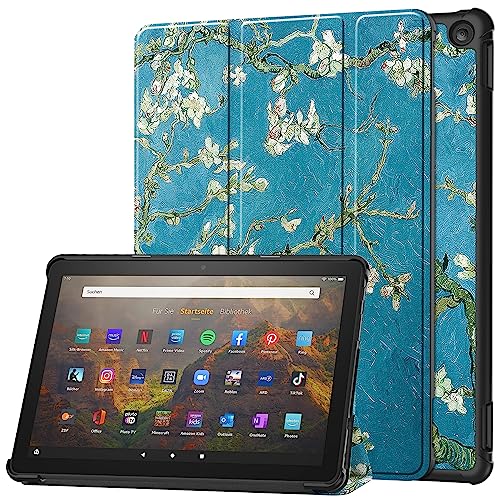 YBROY Hülle für Amazon Fire HD 10 2023 Tablette, Ultra Dünn mit Auto aufwachen/Schlaf Funktion Standfunktion Case, PU Leder Schutzhülle für Amazon Fire HD 10 2023.(Aprikosenblüte) von YBROY