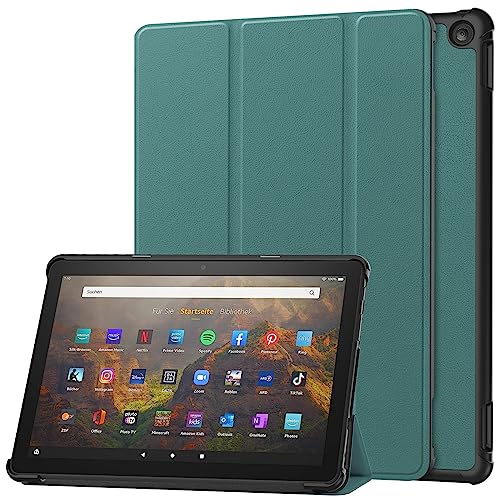 YBROY Hülle für Amazon Fire HD 10 2023 Tablette, Ultra Dünn mit Auto aufwachen/Schlaf Funktion Standfunktion Case, PU Leder Schutzhülle für Amazon Fire HD 10 2023.(Grün) von YBROY