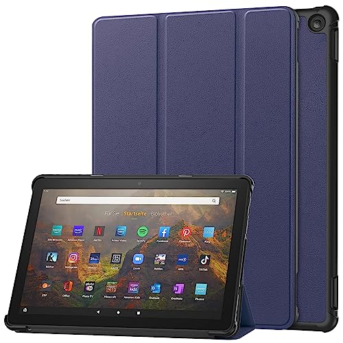 YBROY Hülle für Amazon Fire HD 10 2023 Tablette, Ultra Dünn mit Auto aufwachen/Schlaf Funktion Standfunktion Case, PU Leder Schutzhülle für Amazon Fire HD 10 2023.(Navy blau) von YBROY