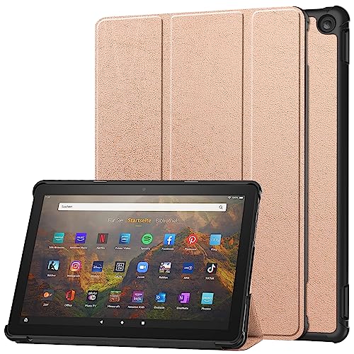 YBROY Hülle für Amazon Fire HD 10 2023 Tablette, Ultra Dünn mit Auto aufwachen/Schlaf Funktion Standfunktion Case, PU Leder Schutzhülle für Amazon Fire HD 10 2023.(Roségold) von YBROY