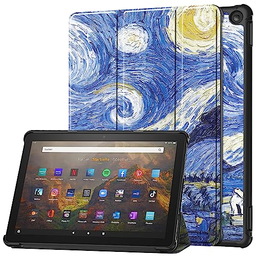 YBROY Hülle für Amazon Fire HD 10 2023 Tablette, Ultra Dünn mit Auto aufwachen/Schlaf Funktion Standfunktion Case, PU Leder Schutzhülle für Amazon Fire HD 10 2023.(Sternenklarer) von YBROY