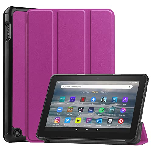 YBROY Hülle für Amazon Fire HD 7 2022 Tablette, Ultra Dünn mit Auto aufwachen/Schlaf Funktion Standfunktion Case, PU Leder Schutzhülle für Amazon Fire HD 7 2022.(Violett) von YBROY